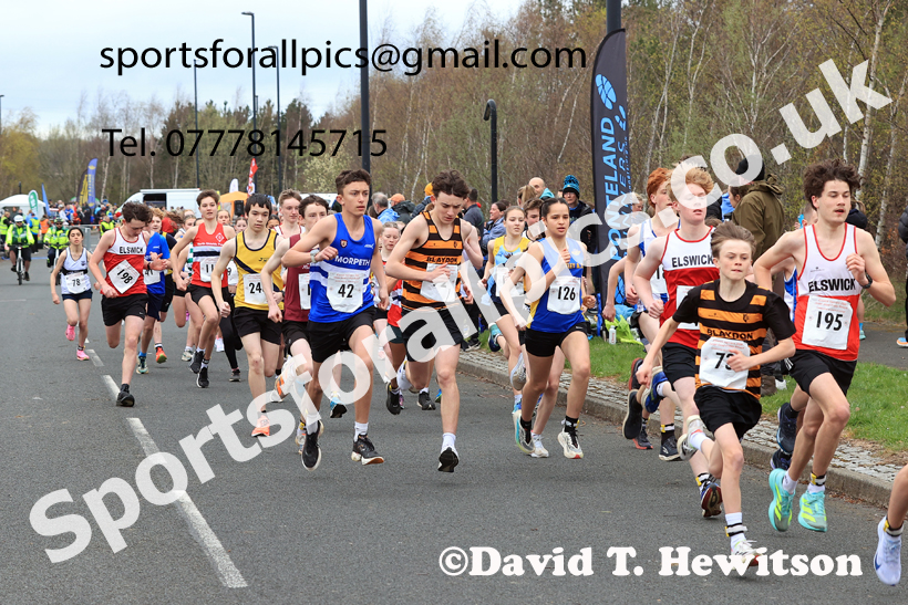 Boys and Girls Under-16s, 2026 Elswick Harriers Good Friday Road Relays and Young Athletes, Newburn,  Newcastle upon Tyne. Photo: David T. Hewitson/Sports for All Pics